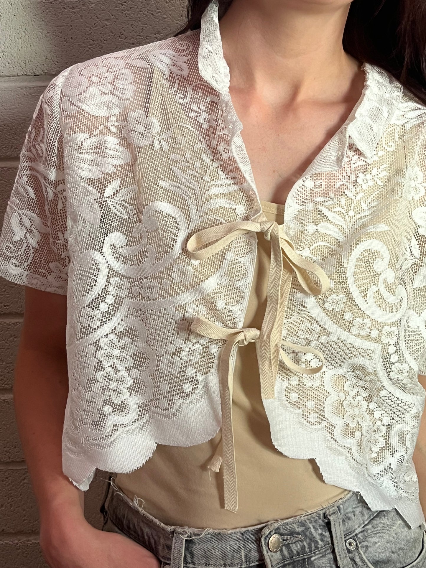 Dahlia Lace Top Tie Front - S/M