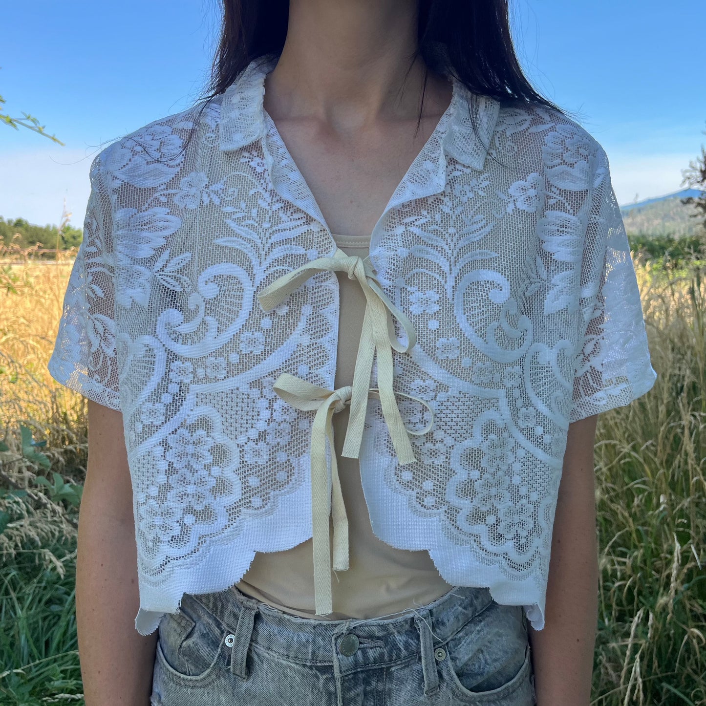 Dahlia Lace Top Tie Front - S/M