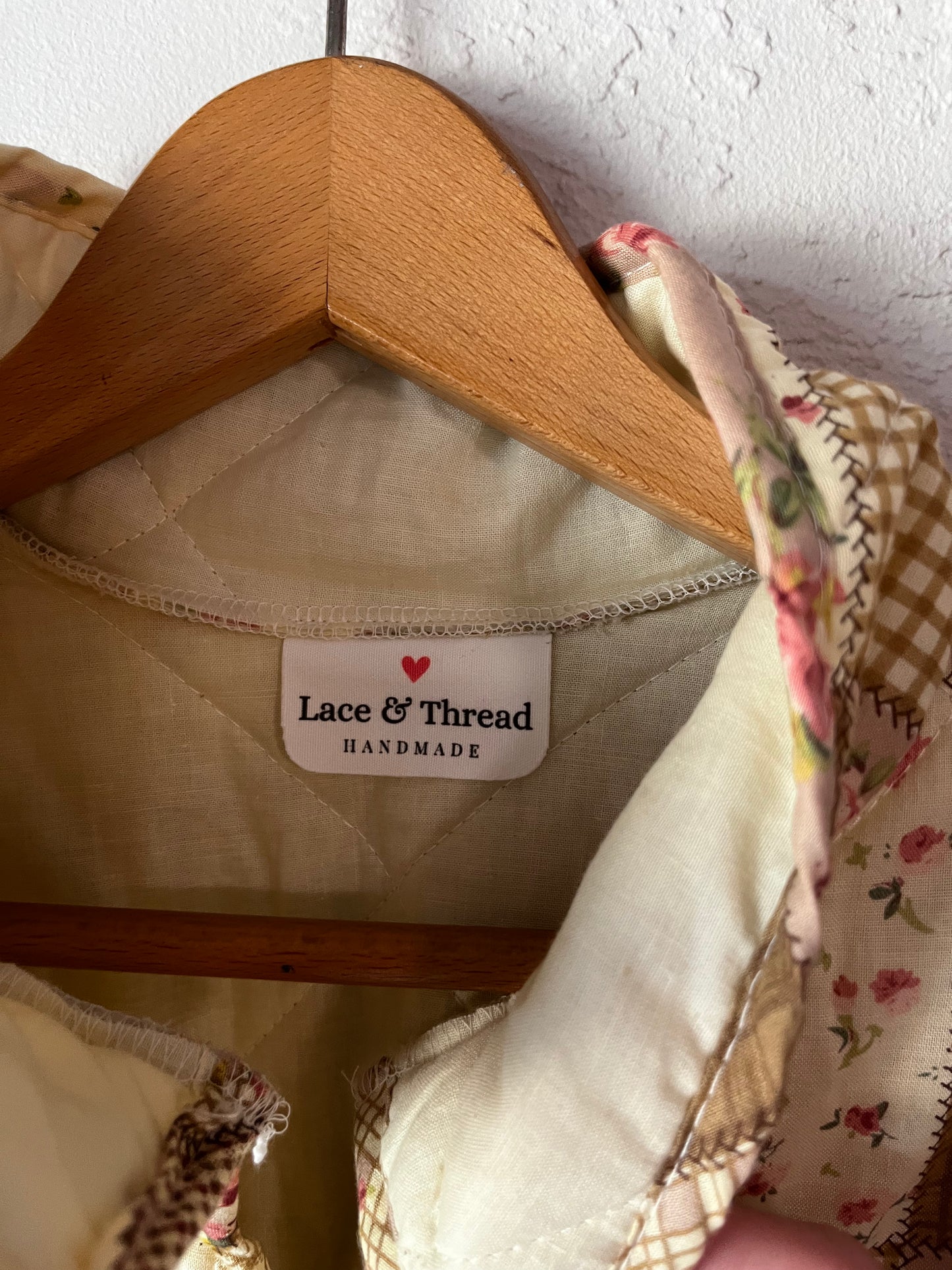 Cropped Upcycled Handmade Vintage Heart Pockets with Lace Jacket