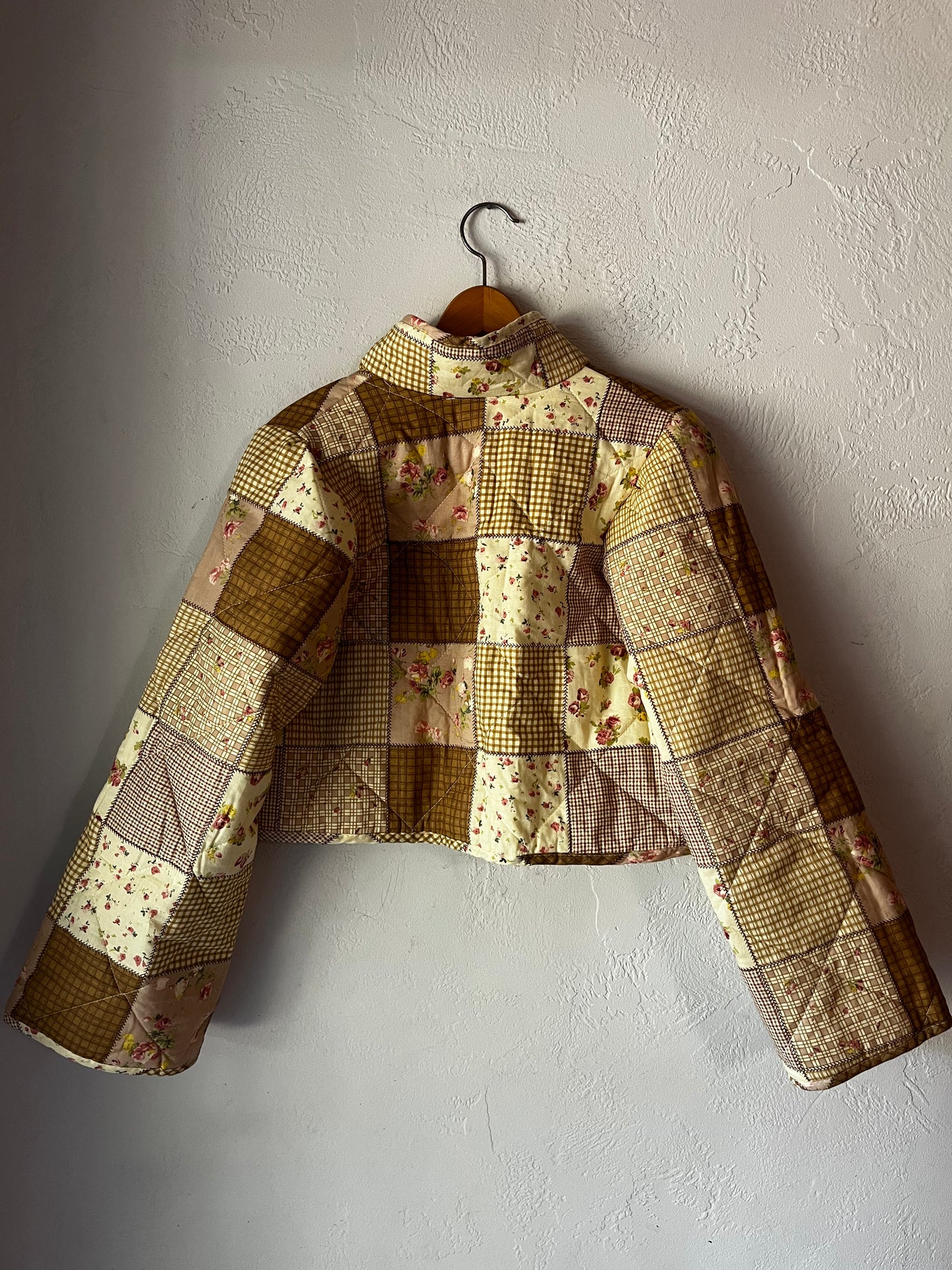 Cropped Upcycled Handmade Vintage Heart Pockets with Lace Jacket