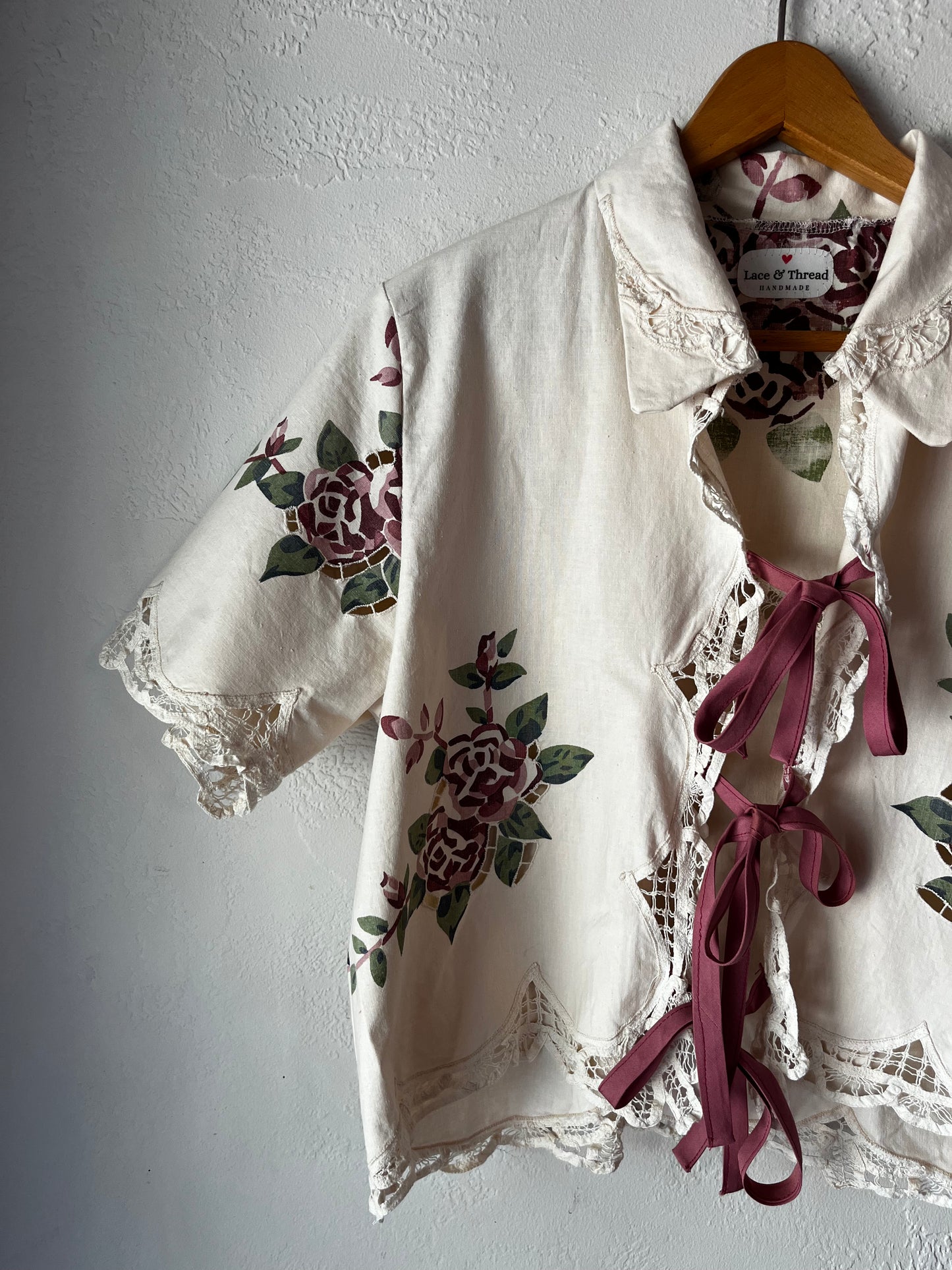 Rose' Kind of Day Blouse -Size Medium Upcycled
