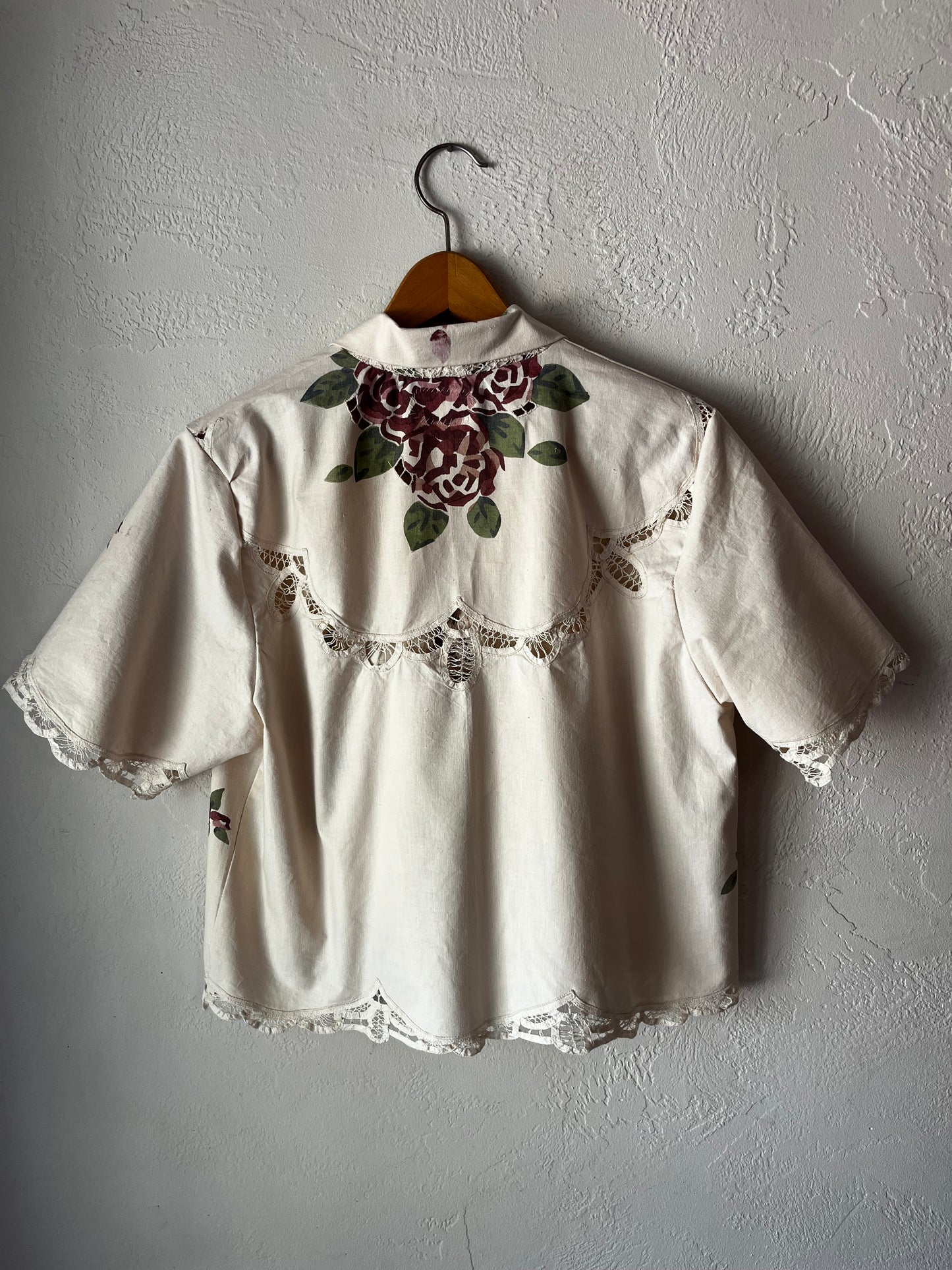 Rose' Kind of Day Blouse -Size Medium Upcycled