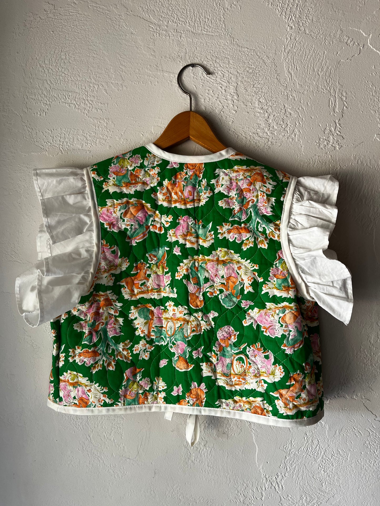 Sumer Love Vest - Repurposed Vintage Fabric - Size Medium Green