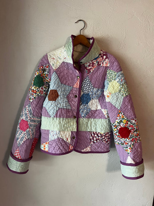 Quilted Vintage Purple Jacket - Size Medium